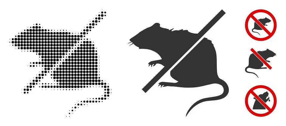 Stop Rats Halftone and Solid Icon Stockillustratie