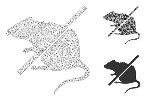 Stop Rats Vector Mesh Wire Frame Model and Triangle Mosaic Icon Stock Illustration