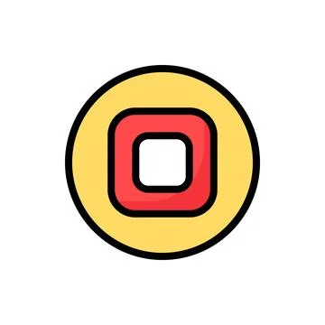 Stop recording video player button media vector outline icon Stock Illustration