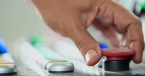 Stop Red Button and the Hand of Worker About to Press it. emergency stop Stock Footage 170815117