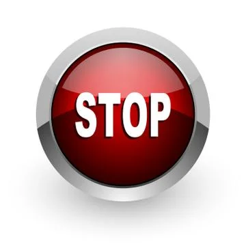 Stop red circle web glossy icon. 库存插图