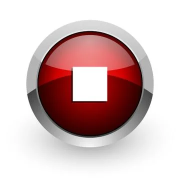 Stop red circle web glossy icon. 库存插图