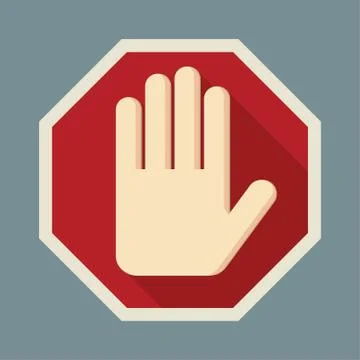 STOP Red octagonal stop hand sign Stock Illustration