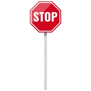 Stop red road sign with support vector icon isolated on white background. Stock Illustration
