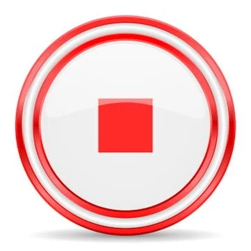 Stop red white glossy web icon Stock Illustration