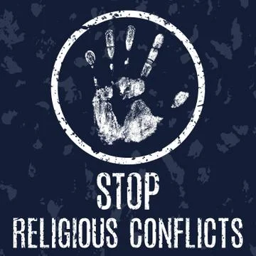 Stop religious conflicts vector sign Illustration