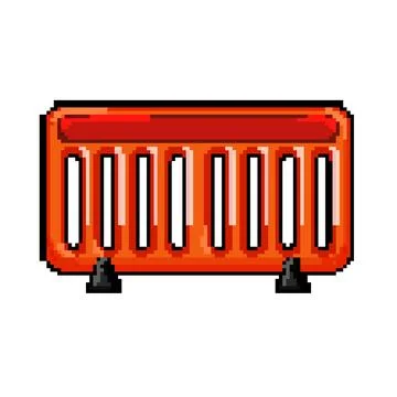 Stop road barrier pixel art vector illustration Stock Illustration