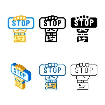 Stop robot hand gesture color concepts icon vector Stock Illustration