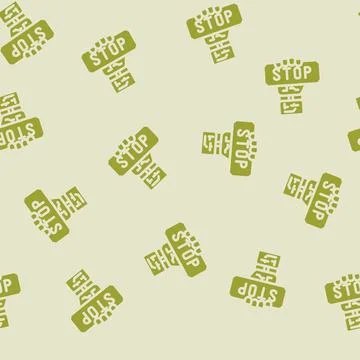 Stop robot hand gesture glyph vector seamless pattern Stock Illustration