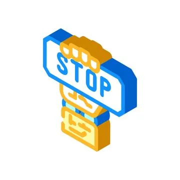 Stop robot hand gesture isometric icon vector illustration Illustrazione stock