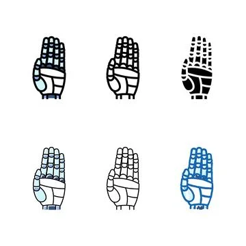 Stop robot hand gesture types color icon vector Stock Illustration