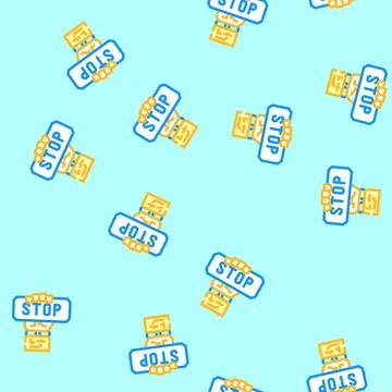 Stop robot hand gesture vector seamless pattern 스톡 일러스트