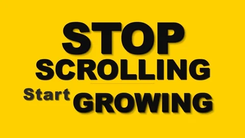 Stop Scrolling Start Growing Animated Text Message Video 스톡 동영상 334512913