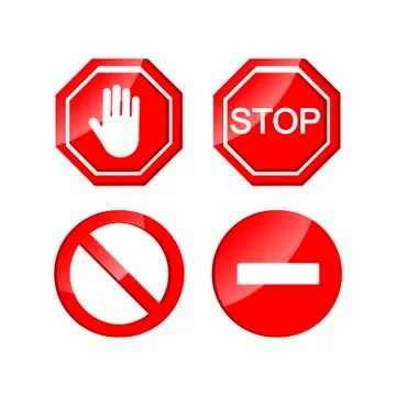 Stop set icon. Prohibited symbol flat on an isolated white background. EPS 10 Stock Illustration