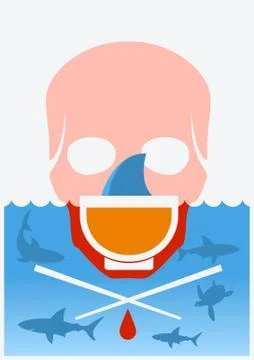 Stop shark finning soup.vector color underwater poster Stock Illustration