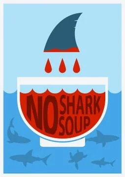 Stop shark finning.vector color poster Illustrazione stock