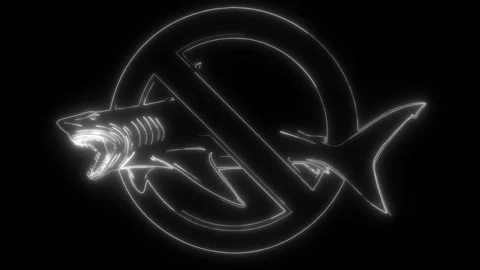 Stop shark sign, warning, in neon style Stock Footage 276070874