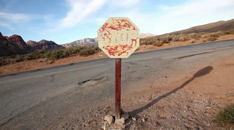 Stop sign aged weathered wild west #2 Stock Footage 33941371