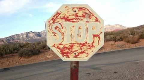 Stop sign aged weathered wild west Stock Footage 33944142