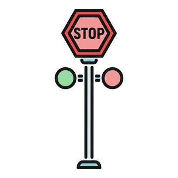 Stop sign and traffic light signal vector icon Stock Illustration