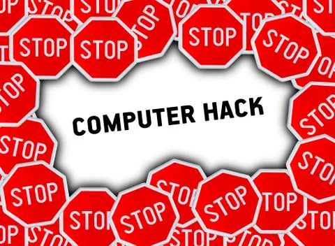 Stop sign and word computer hack 스톡 일러스트