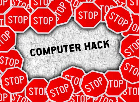 Stop sign and word computer hack 스톡 일러스트