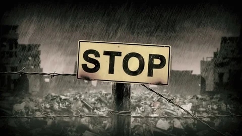 Stop Sign. Animated scene with rain Stock-Footage 79758182