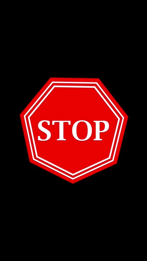 Stop sign animation showing red octagon with white border and capital lette.. Stock-Footage 338039401