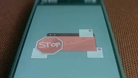 Stop Sign App Notification, Blocked Website, presentation Stock Footage 309688081