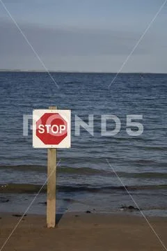 Stop sign on beach Stock Photos