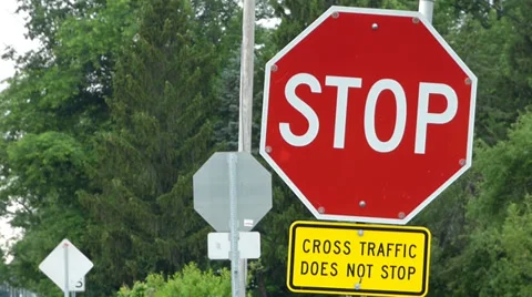 Stop Sign That Blinks For Bad Intersection Stock Footage 39532839