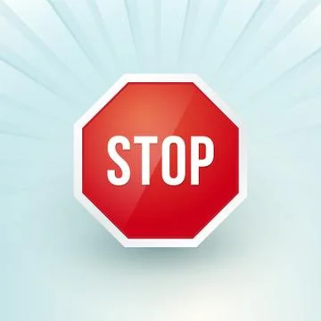 Stop sign on a blue background Stock Illustration