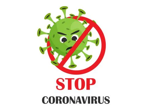 Stop sign with covid bacterium. Stop coronavirus vector illustration. Stock Illustration
