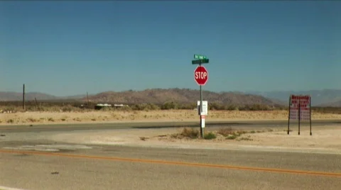 Stop Sign in the Desert Stock Footage 595072