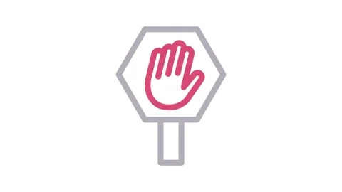 A stop sign featuring a hand on it, indicating a clear message to stop or c.. Stock Footage 334918543