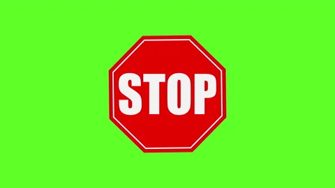Stop Sign Greenscreen Animation 4K Stock Footage 144405272