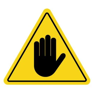 Stop sign hand on yellow Illustrazione stock