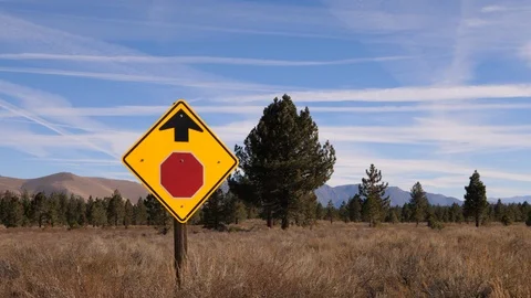 Stop sign in high desert Stock Footage 92507155