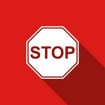 Stop sign icon isolated with long shadow. Traffic regulatory warning stop symbol Illustrazione stock