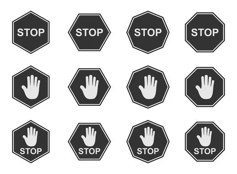 Stop sign icon set Stock Illustration
