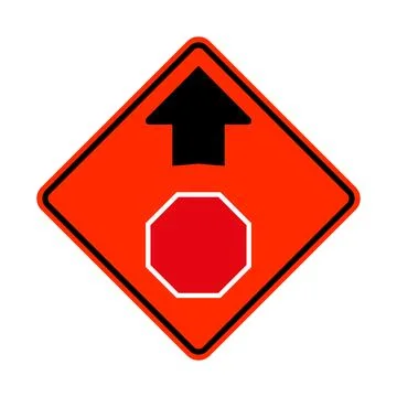 Stop sign inside warning road sign Stock Illustration