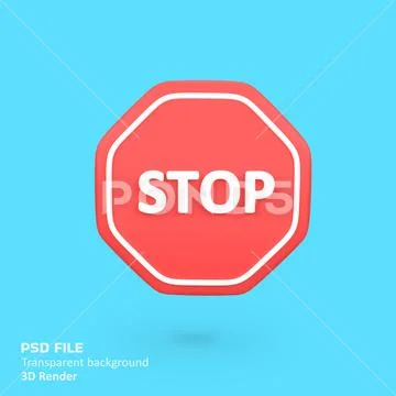 Stop sign isolated 3d render icon illustration PSD Template