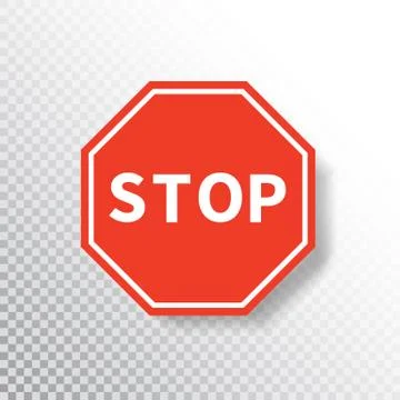 Stop sign isolated on transparent background. Red road sign. Traffic regulato Stock Illustration