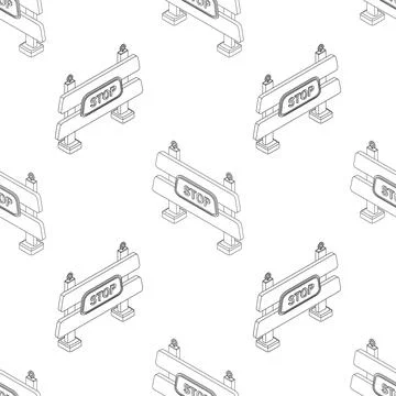 Stop sign isometry line seamless pattern. Illustration of the appearance of a Stock Illustration
