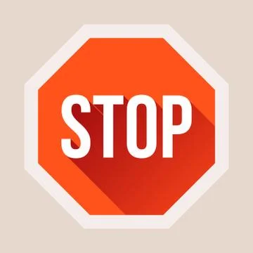 Stop sign with long shadow in flat style Stock Illustration