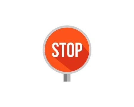 Stop sign with long shadow in flat style vector illustration 스톡 일러스트
