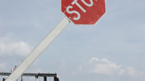 Stop sign lowers at Ferry Stock Footage 24465160