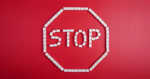 Stop sign made from sugar cubes Stock Footage 224934699