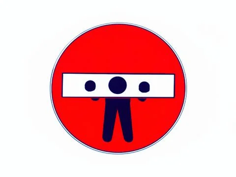 Stop Sign Man Chained to White Pillory Stock Illustration