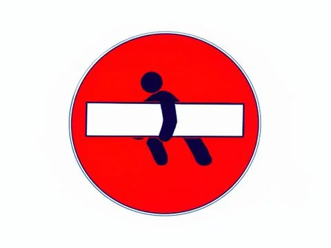 Stop Sign Man Moving Heavy Work Load Stock Illustration